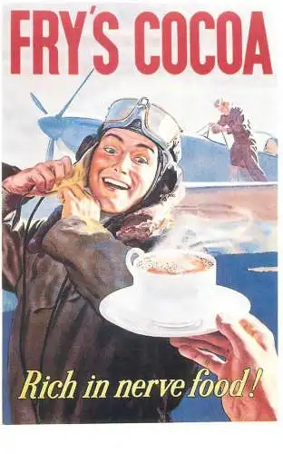 Dalkeith`s classic poster advertising postcard 1941 UK Fry's Cocoa rich in nerve food pilot