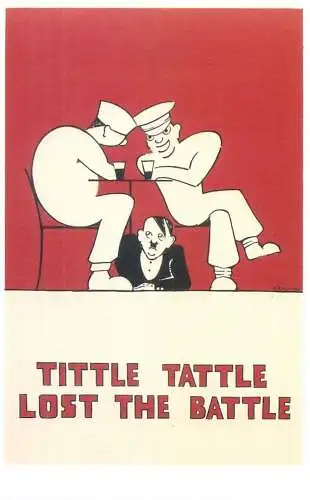 Dalkeith`s classic poster advertising postcard G. Lacoste 1942 Tittle Tattle lost the battle Hitle satire