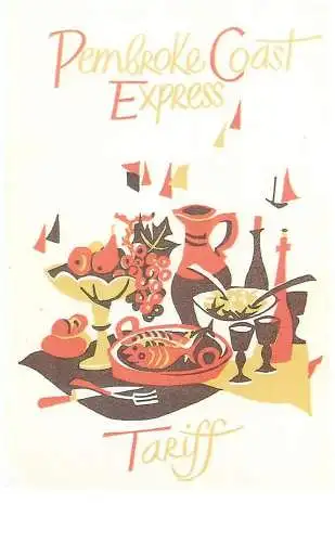 Dalkeith`s classic poster advertising postcard Pembroke Coast Express tariff