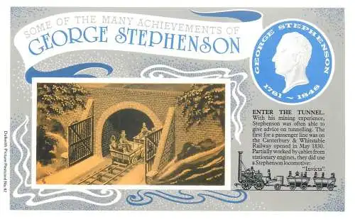 Dalkeith`s classic poster advertising postcard George Stephenson achievements tunnel