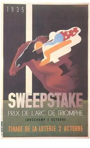 Dalkeith`s classic poster advertising postcard France Sweepstake prix de l'arc de triomphe loterie 1935