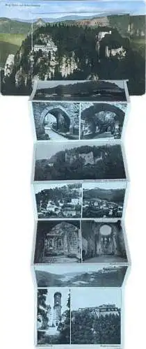 Berg Oybin mit Scharfenstein leporello fold-out postkarte