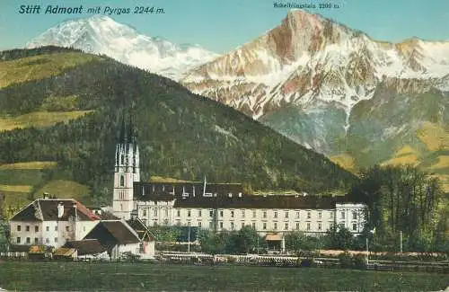 Benedictine monastery located on the Enns River in the town of Admont, Austria Stift Admont mit Pyrgas monastery abbey