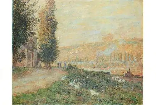 signed Postcard Seineboschung bei Lavacourt Claude Monet painting