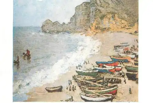 Postcard Etretat seashore Claude Monet painting