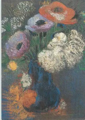 Postcard Fantasy flowers and Anemones Odilon Redon painting