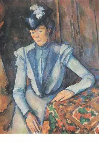 Postcard Frau in Blau Paul Cezanne painting