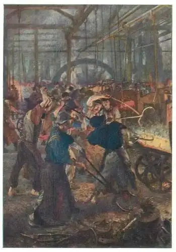Postcard Das Eisenwalzwerk Adolph von Menzel Gemalde Ausschnitt