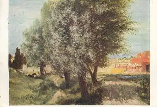 Postcard Bauplatz mit Weiden Adolph Menzel Gemalde