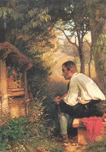 Postcard Der Bienenfreund detail Hans Thoma Gemalde