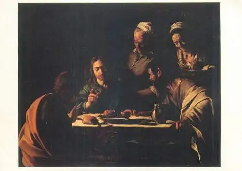 Postcard Supper in Emmaus Caravaggio painting