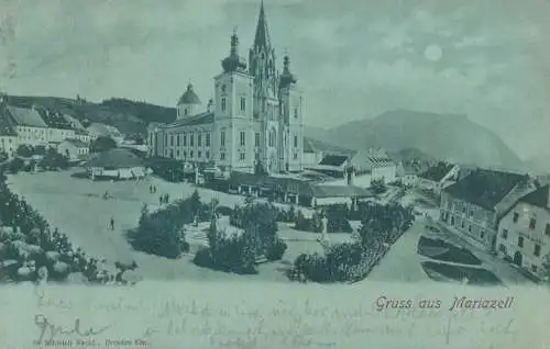 Gruss aus Mariazell moonlight 1902