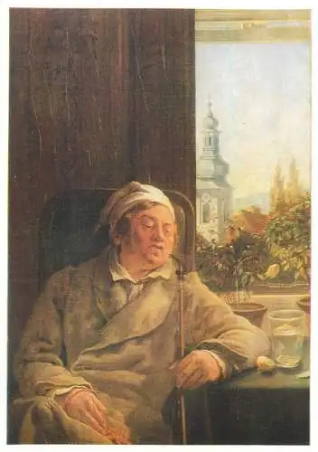 Postcard Siesta Josef Danhauser Gemalde Ausschnitt