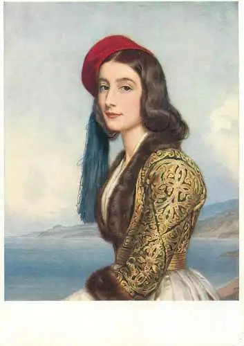 Postcard Katharina Botzaris portrait Joseph Stieler painting