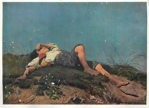 Postcard Der Hirtenknabe Franz v. Lenbach gemalde painting