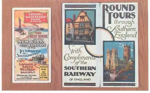 Dalkeith Publishing railway related classic poster postcard fold back round tours Southern England