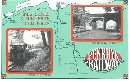 Dalkeith Publishing railway related classic poster postcard Penrhyn railway port approach Menai bridge