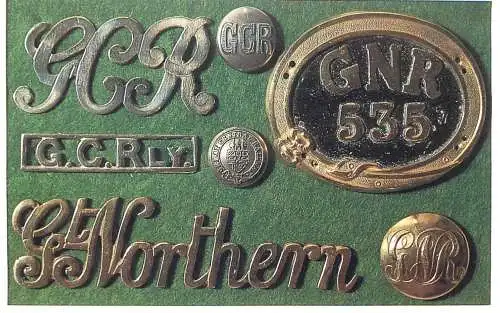 Dalkeith Publishing railway related classic poster postcard Some badges buttons used byPre-grour railway companies