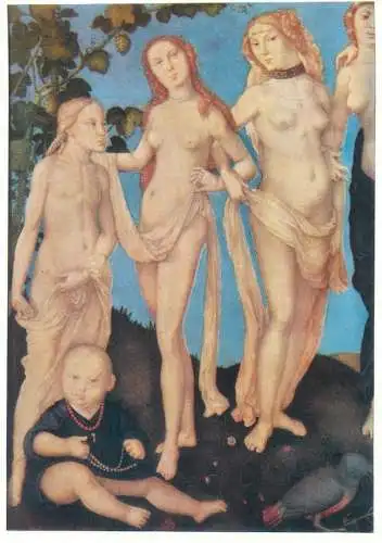 Nude in art postcard Hans Baldung die Sieben Lebensalter des Welbes Holz