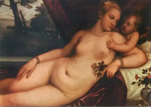 Nude in art postcard Firenze Uffizi Tiziano Vecellio Venus said of the Amoretto
