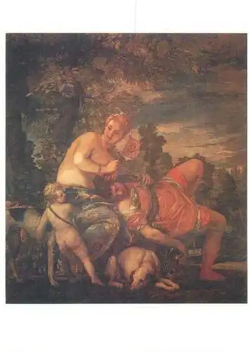 Nude in art postcard Paolo Veronese Venus and Adonis Prado Madrid