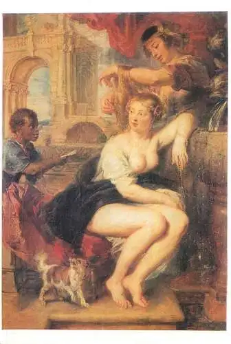 Nude in art postcard Peter Paul Rubens Bathseba am Springbrunnen Dresden