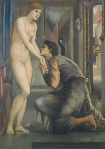 Nude in art postcard Edward Burne Jones Das Irdische Paradies Birmingham