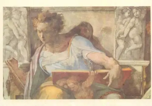 Nude in art postcard Michelangelo Buonarroti Prophet Daniel fresko Rome Vatican