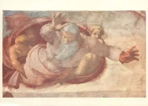 Nude in art postcard Michelangelo Buonarroti Die Trennung von Himmel und Wasser Rome Vatican