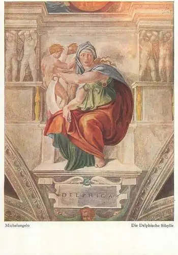 Nude in art postcard Michelangelo Buonarroti Die Delphische Sibylle