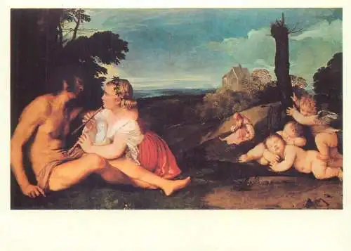 Nude in art postcard Titian Tiziano Vecellio Three ages of man