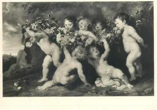 Nude in art postcard Peter Paul Rubens Der Fruchtekranz um Munchen