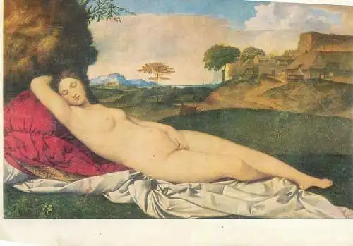 Nude in art postcard Giorgione Schlummernde Venus Dresden