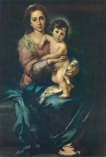 Postcard Madonna with the Child Murillo painting