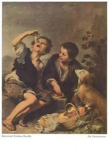 Post card Die Pastetenesser Murillo Gemalde