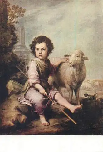 Post card The Good Shepherd Murillo painting