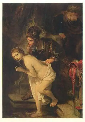 Post card Rembrandt painting Susanne and the Elders