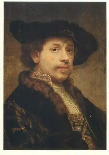 Postcard Selfportrait Rembrandt painting
