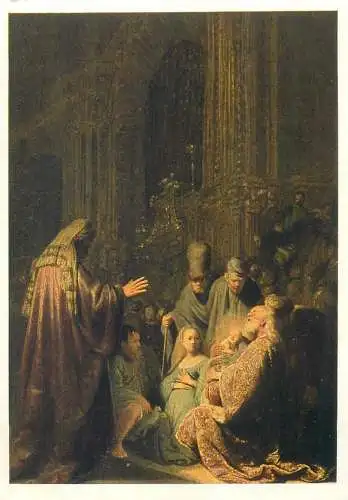 Postcard Simeon in the Temple Rembrandt painting
