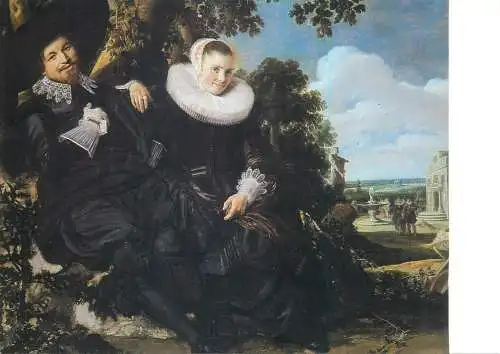 Postcard Marriage portrait of Isaac Massa and Beatrix van der Laen by Frans Hals