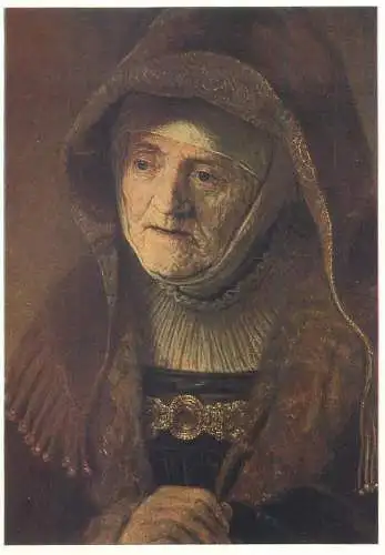Postcard the Artist's mother portrait Rembrandt painting