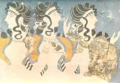 Postcard fresco of the Cnossos palace "The Blue Ladies"