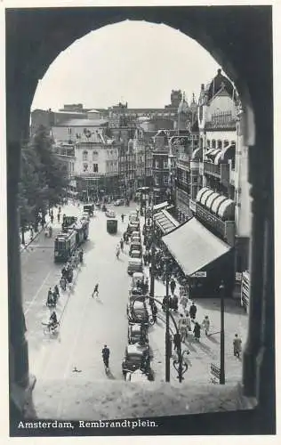 Amsterdam tramway Rembrandt plein foto postkarte