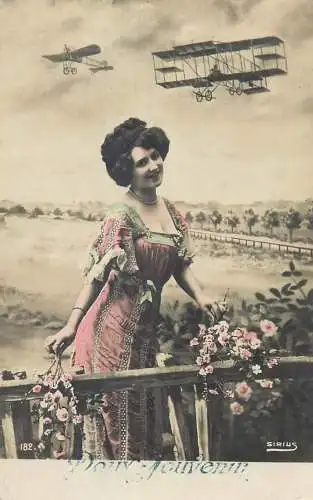 Glamour woman dress planes surrealism
