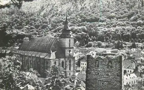 Post card Romania vedere din Brasov Biserica Neagra monument istoric sec XIV-XV