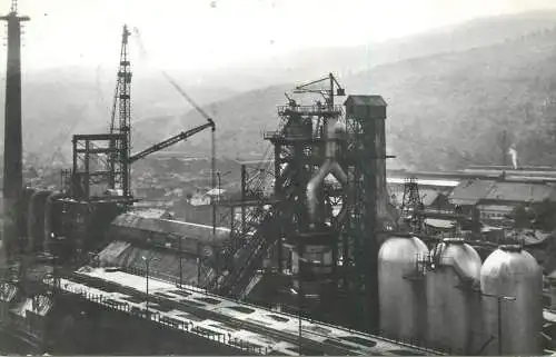 Post card Romania vedere din Resita peisaj industrial butterfly stamp