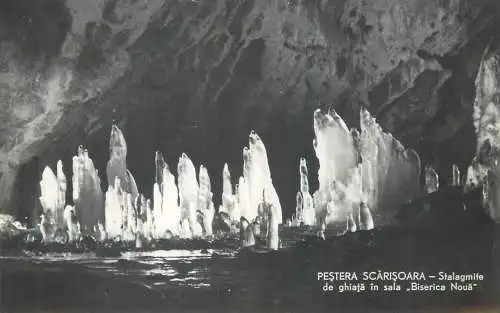 Postcard Romania Pestera Scarisoara stalagmite de gheata in "Biserica Noua"