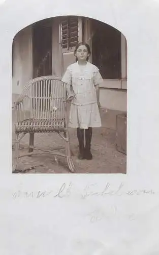 Postcard Children portraits young girl white dress real photo