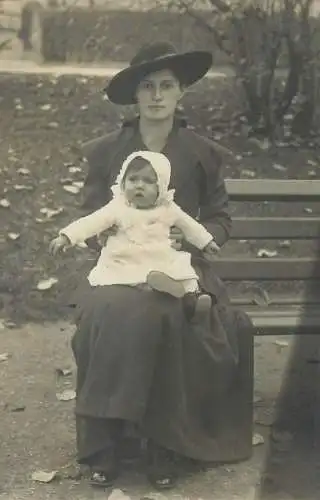 Postcard Children portraits & family groups loving mother with little daughter in the park