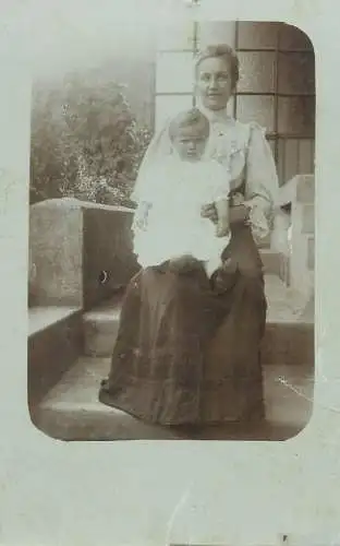 Postcard Children portraits & family groups loving mother with little daughter real photo